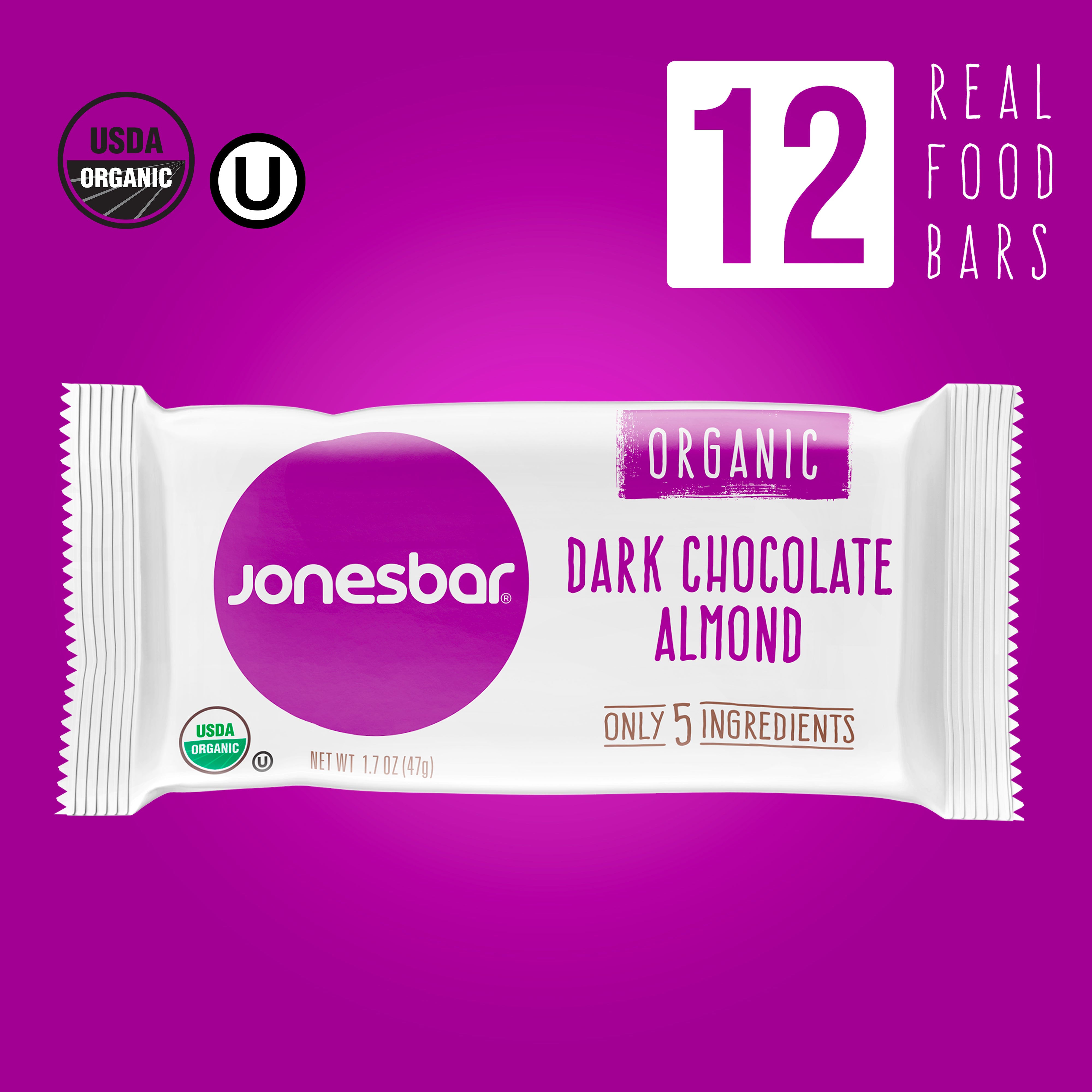 organic dark chocolate almond energy bar | jonesbar